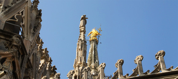 The spire of St. Francesca Cabrini on the Duomo di Milano